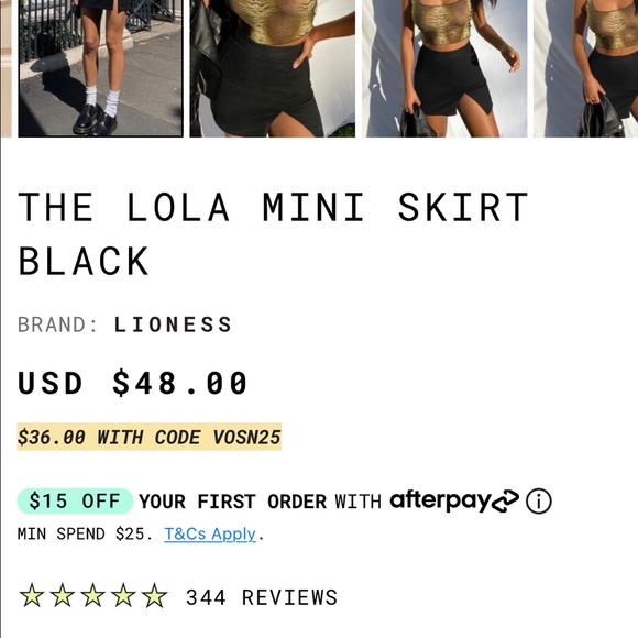 Princess Polly The Lola Mini Skirt Black Lioness NWOT - Picture 7 of 13